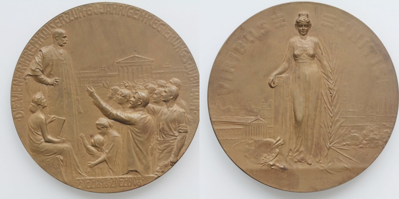 Franz Joseph I. AE-Medaille 1908 von L. Hujer