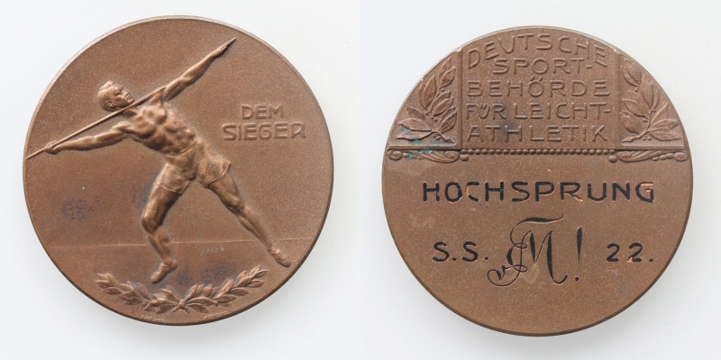 Deutsches Reich AE-Medaille 1922 Sport Hochsprung