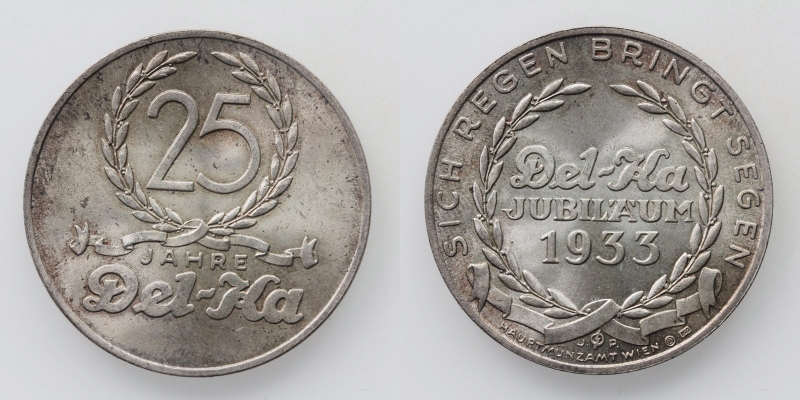 Silbermedaille 25 Jahre Del-Ka 1933 Wien