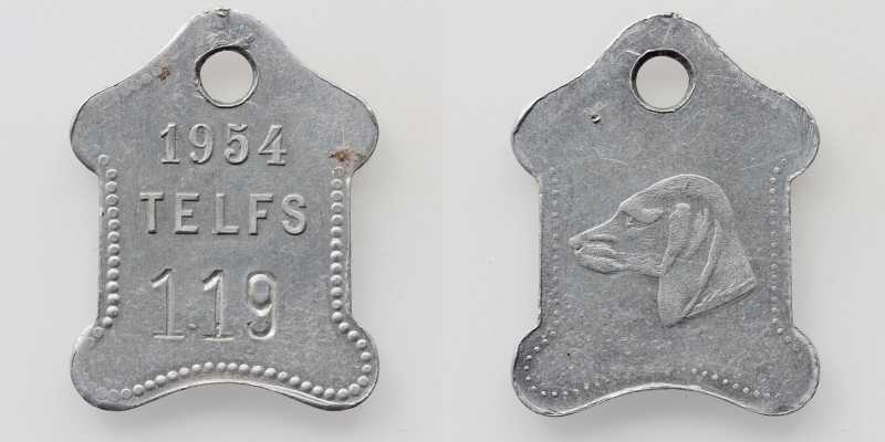 Hundenmarke Alu 1954 Telfs Nr. 119