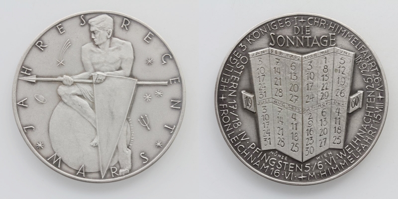 Österreich Kalendermedaille 1960 versilbert Mars