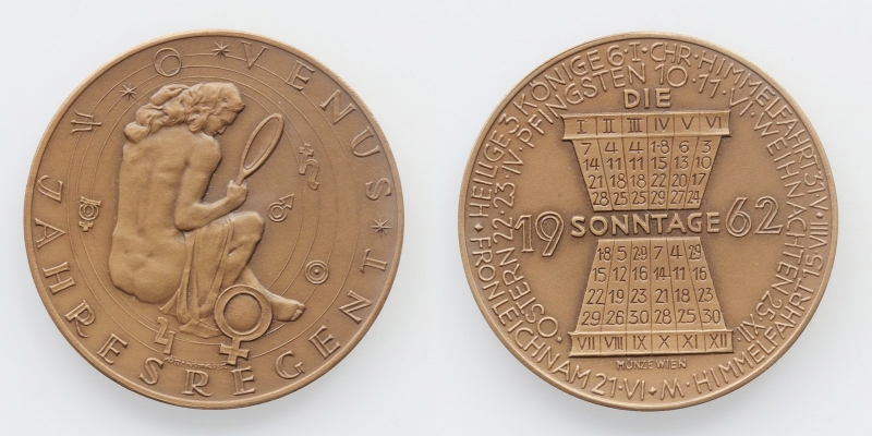 Österreich Kalendermedaille 1962 Bronze Venus