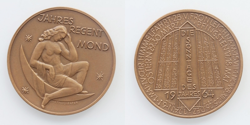 Österreich Kalendermedaille 1964 Bronze Mond