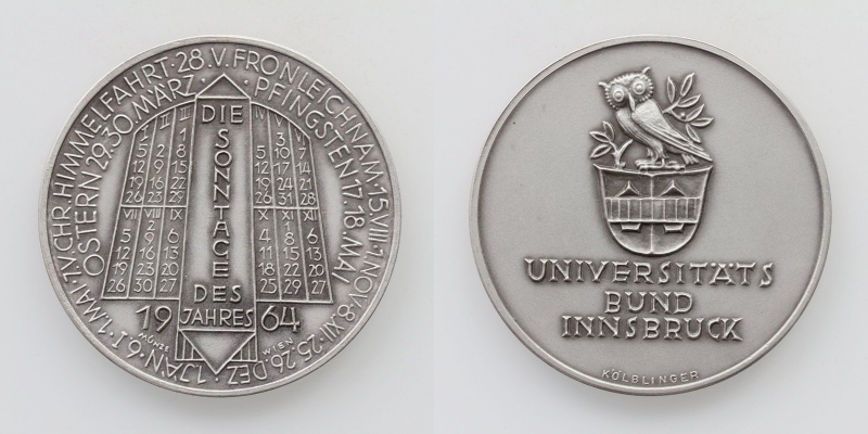 Universitätsbund Innsbruck Kalendermedaille 1964