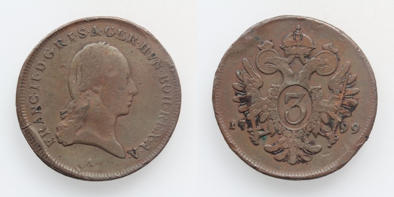 Franz II.(I.) 3 Kreuzer 1799 A Wien
