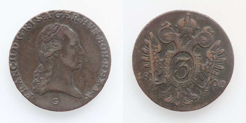 Franz II.(I.) 3 Kreuzer 1800 G Nagybánya Frauenbach