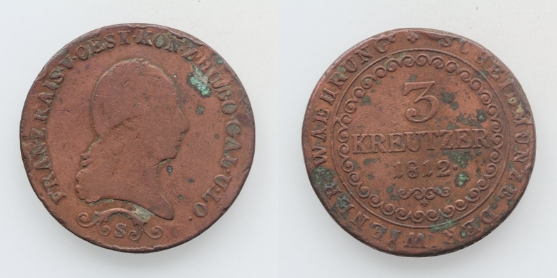 Franz II.(I.) 3 Kreuzer 1812 S Schmöllnitz