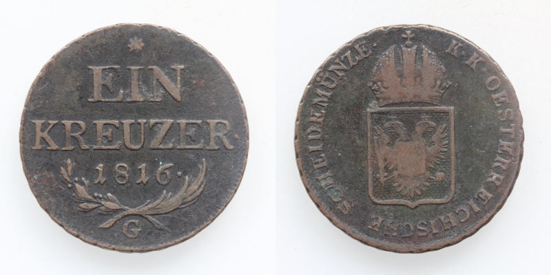 Franz II.(I.) 1 Kreuzer 1816 G Nagybánya Frauenbach R!
