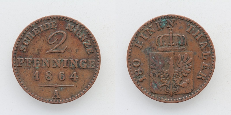 Brandenburg-Preußen 2 Pfennig 1864 A