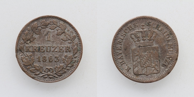 Bayern Maximilian II. 1 Kreuzer 1863