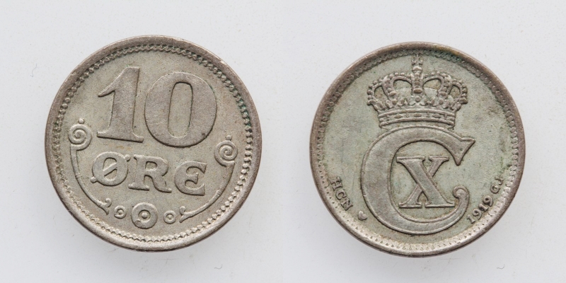 Dänemark Christian X. 10 Öre 1919