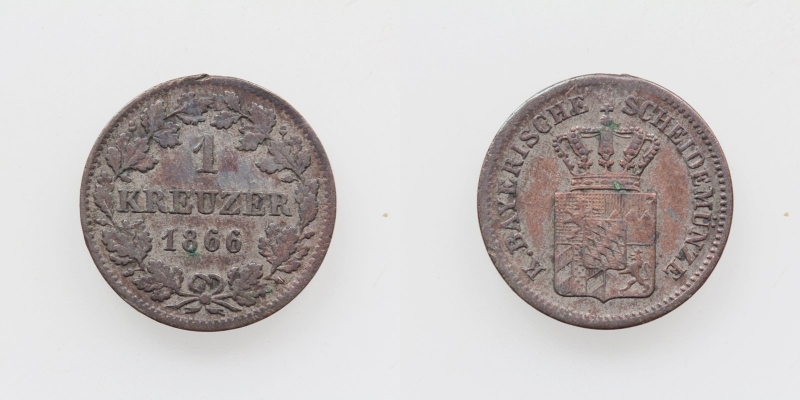 Bayern Ludwig II. 1 Kreuzer 1866
