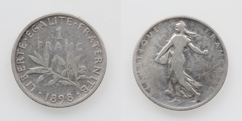Frankreich 1 Franc 1898 Silber