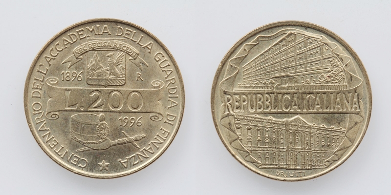 Italien 200 Lire 1996 Zolldienst Akademie