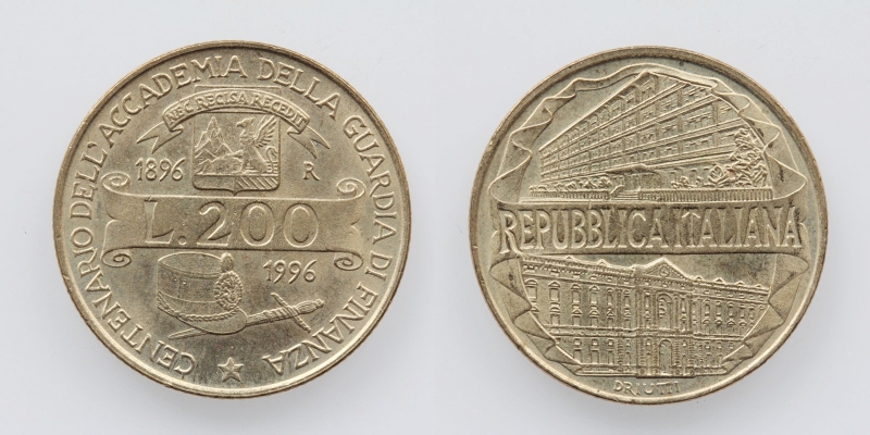 Italien 200 Lire 1996 Zolldienst Akademie