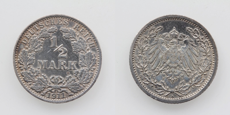 Deutsches Reich 1/2 Mark 1911 A