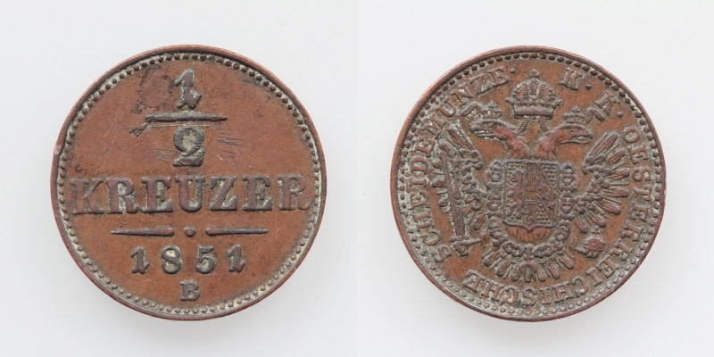 Österreich-Ungarn Franz Joseph I. 1/2 Kreuzer 1851 B