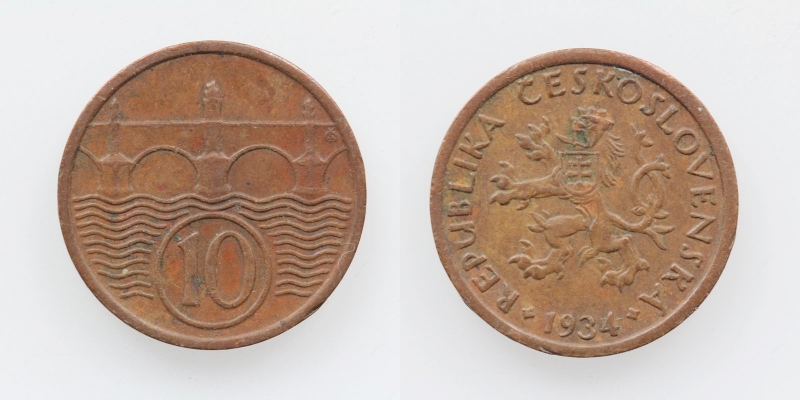 Tschechoslowakei 10 Haleru 1934