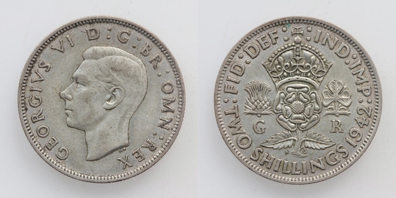 Großbritannien George VI. 2 Shillings 1942 Silber