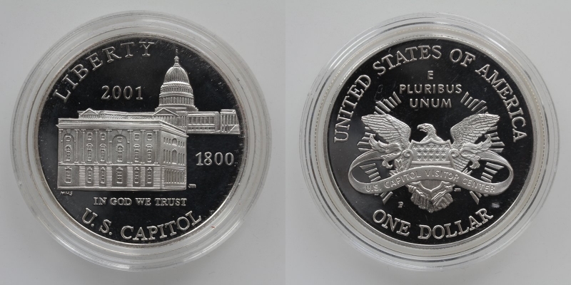 USA 1 Dollar 2001 Das Kapitol Silber 900 inkl. Zertifikat