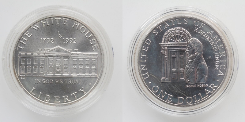 USA 1 Dollar 1992 200 Jahre Weißes Haus Silber 900 inkl. Zertifikat