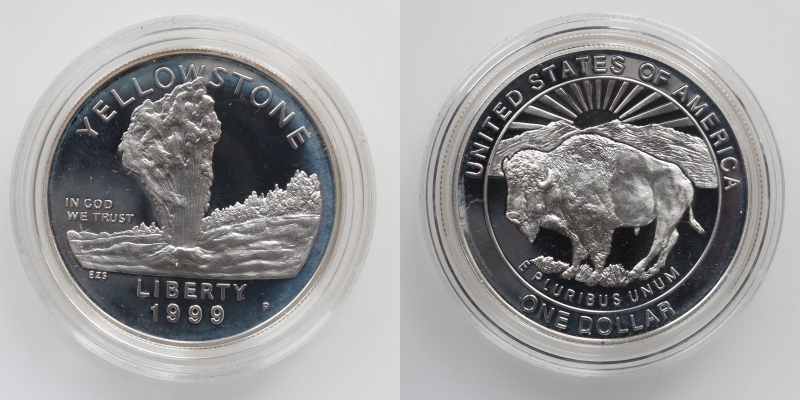 USA 1 Dollar 1999 Yellowstone Silber 900