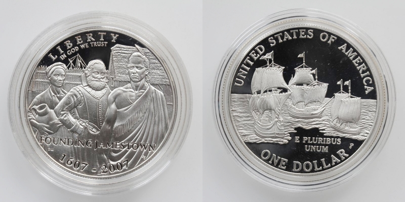 USA 1 Dollar 2007 Jamestown Silber 900