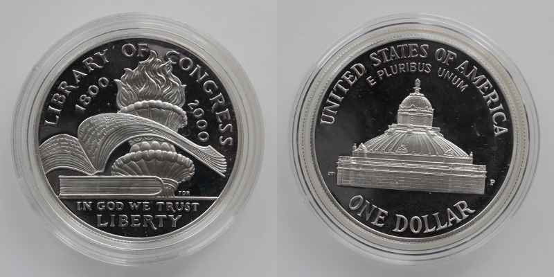 USA 1 Dollar 2000 Kongress Silber 900