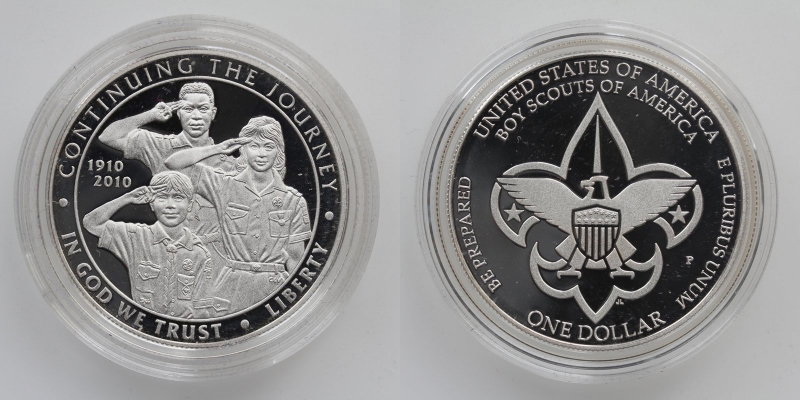 USA 1 Dollar 2010 100 Jahre Boy Scouts Silber 900