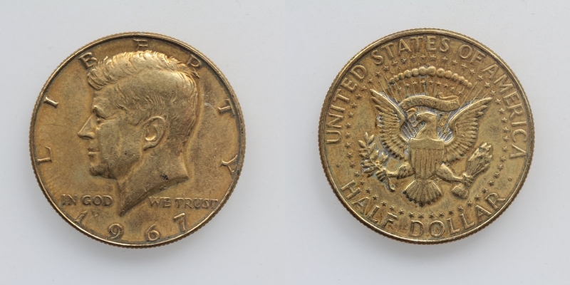 USA Half Dollar 1967 Silber vergoldet