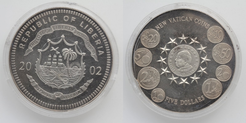 Liberia 5 Dollars 2002 New Vatican Coins