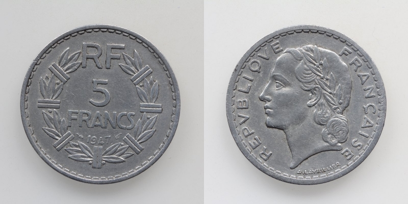 Frankreich 5 Francs 1947 Alu Lavrillier