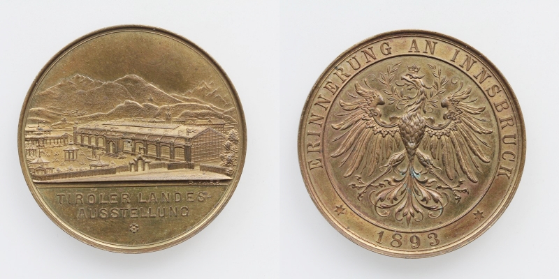 Tirol-Innscbruck Messing Medaille 1893 R!