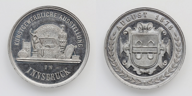 Tirol-Innsbruck Alu-Medaille 1878 Kunstgewerbliche Ausstellung