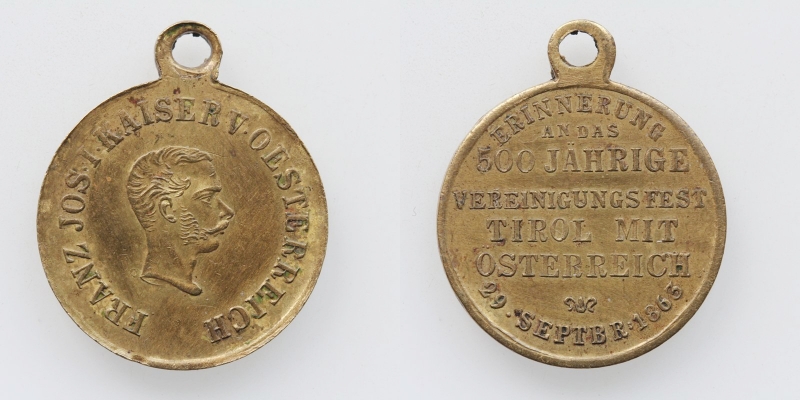 Tirol AE-Medaille Franz Joseph I. 1863 500 Jahrfeier Tirol mit Österreich