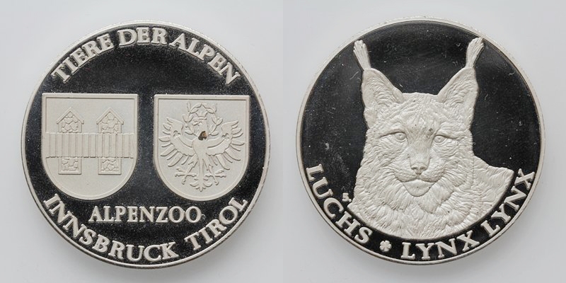 Tirol Alpenzoo Innsbruck Medaille o.J. Luchs (ca. 1980) PP