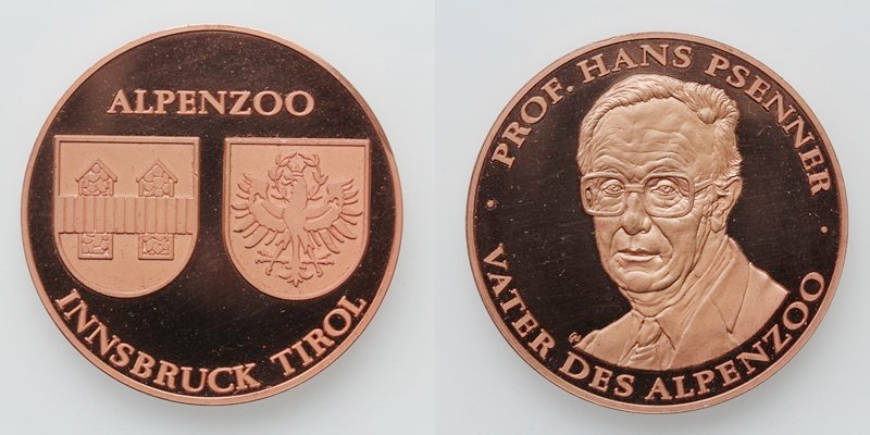 Tirol Alpenzoo Innsbruck Medaille o.J. Hans Psenner (ca. 1980) PP