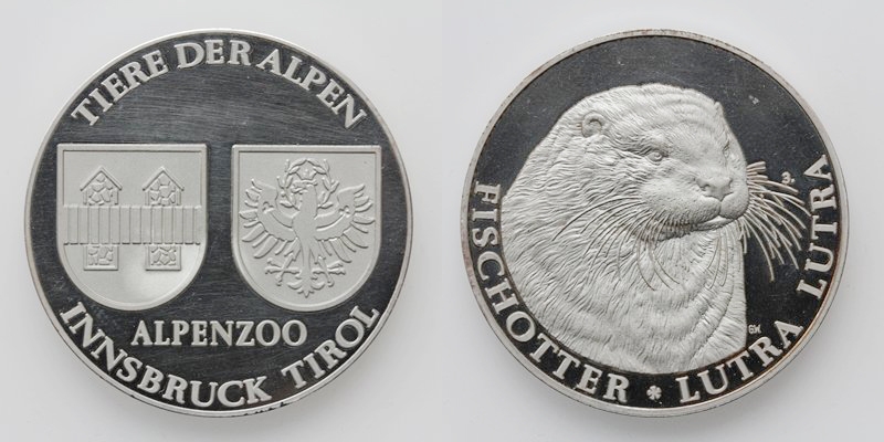 Tirol Alpenzoo Innsbruck Medaille o.J. Fischhotter (ca. 1980) PP