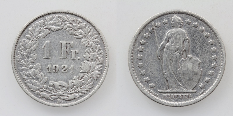 Schweiz 1 Franken 1921 B
