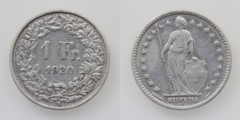 Schweiz 1 Franken 1920 B