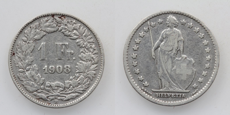 Schweiz 1 Franken 1908 B