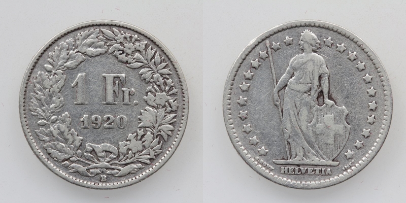 Schweiz 1 Franken 1920 B