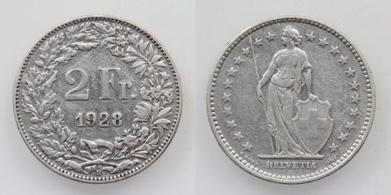 Schweiz 2 Franken 1928 B