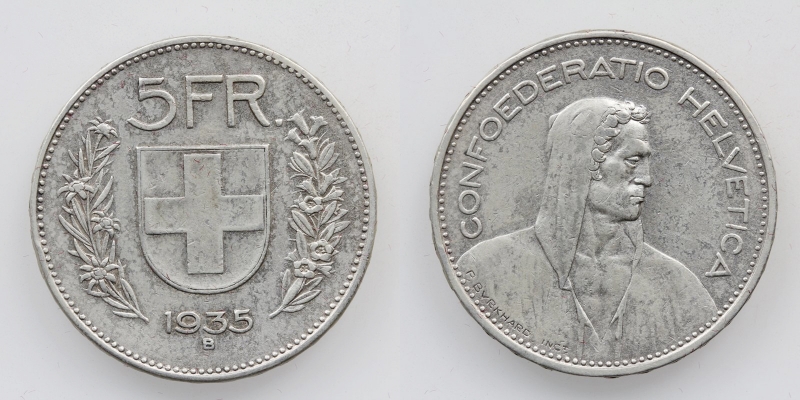 Schweiz 5 Franken 1935 B