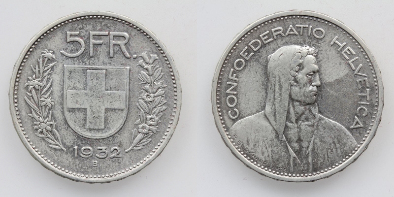 Schweiz 5 Franken 1932 B