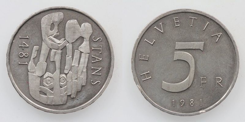 Schweiz 5 Franken 1981 B 500 Jahre Stanser Konvention