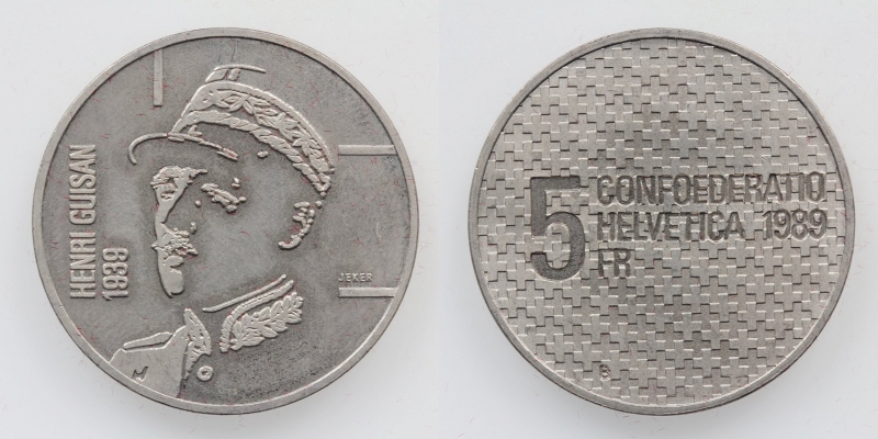 Schweiz 5 Franken 1989 B Henri Guisan