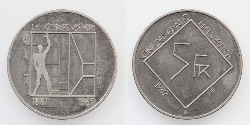 Schweiz 5 Franken 1987 B 100. Geburtstag von Le Corbusier