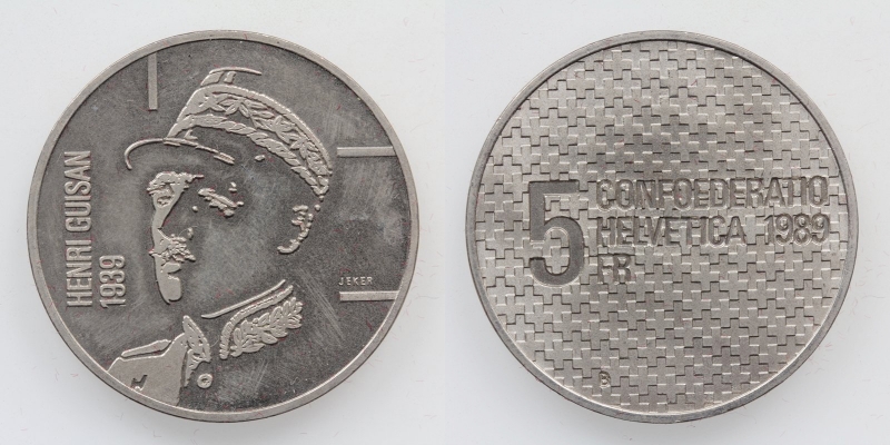 Schweiz 5 Franken 1989 B Henri Guisan
