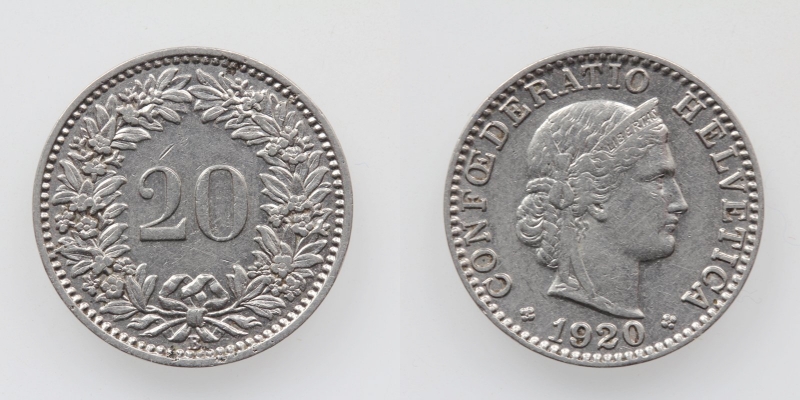 Schweiz 20 Rappen 1920 B